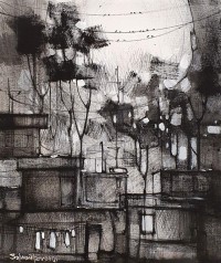 Salman Farooqi, 16 x 20 Inch, Acrylic on Canvas, Cityscape Painting, AC-SF-421
